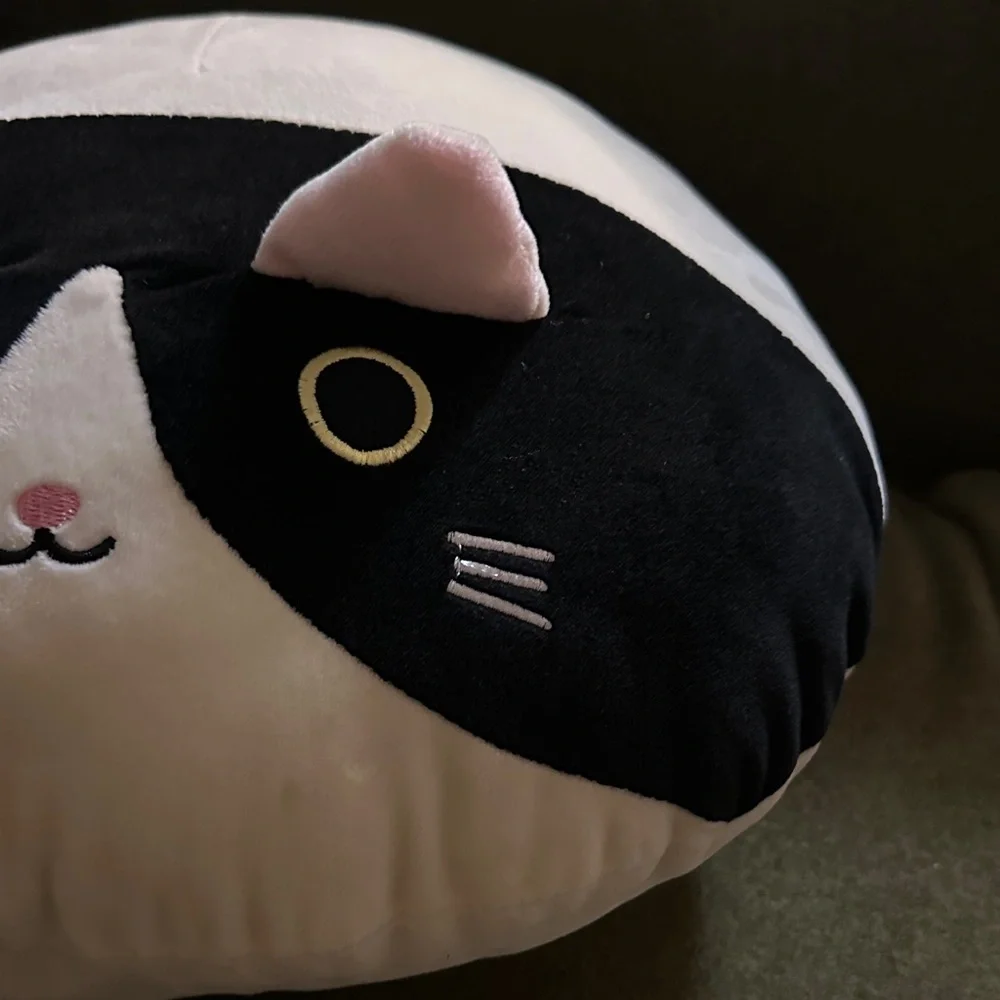 Black and White Cat Plush Pillow